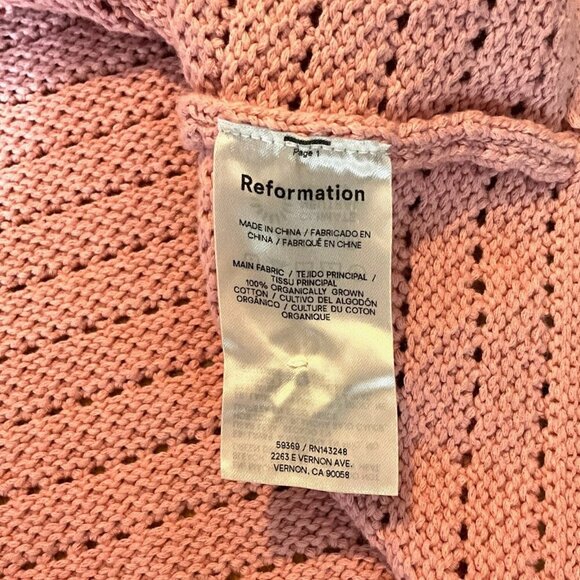 Reformation Charlotte Cardigan Sweater Pink Cotton Gold Buttons Size Large L - Picture 9 of 10